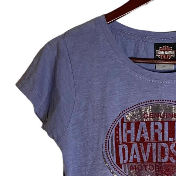 Harley-Davidson Graphic Printed Heathered Periwinkle Blue Killer Creek Roswell S - Picture 5 of 16